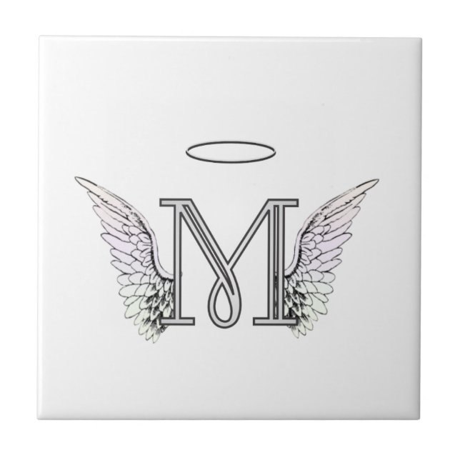 Initial Monogram för brev M med ängelvingar & Kakelplatta (Framsidan)