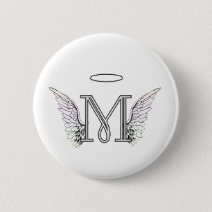 Initial Monogram för brev M med ängelvingar & Knapp