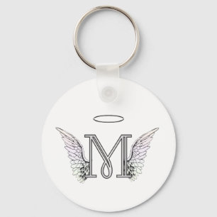 Initial Monogram för brev M med ängelvingar & Nyckelring