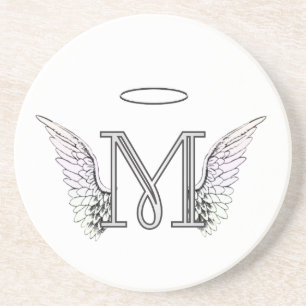 Initial Monogram för brev M med ängelvingar & Underlägg