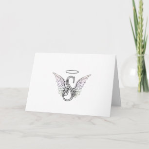 Initial Monogram för brev S med ängelvingar & Anteckningskort