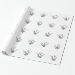 Initial Monogram för brev T med ängelvingar & Presentpapper