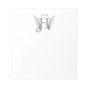Initial Monogram för brevH med ängelvingar & Anteckningsblock