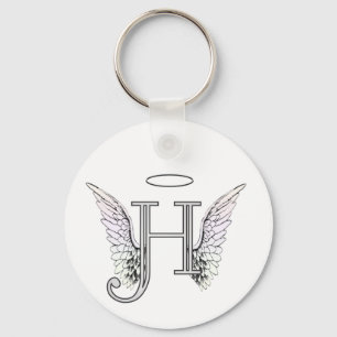 Initial Monogram för brevH med ängelvingar & Nyckelring