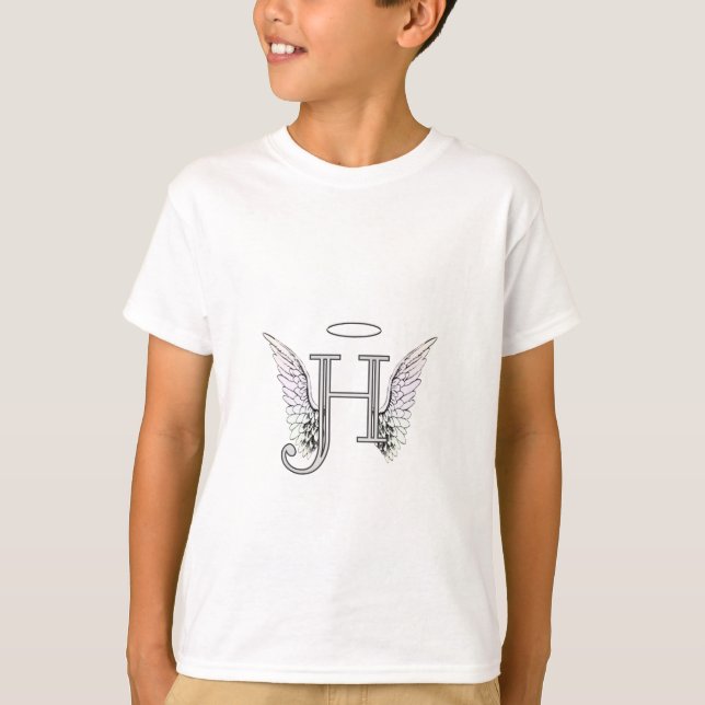Initial Monogram för brevH med ängelvingar & T-shirt (Framsida)