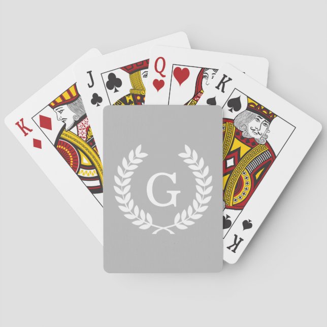 Initial Monogram för grå kran för vitvetelagrar Kortlek (Baksidan)