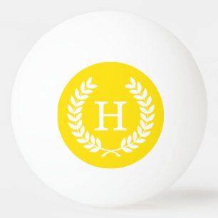 Initial Monogram för gul kran för vitvetelagrar Pingisboll