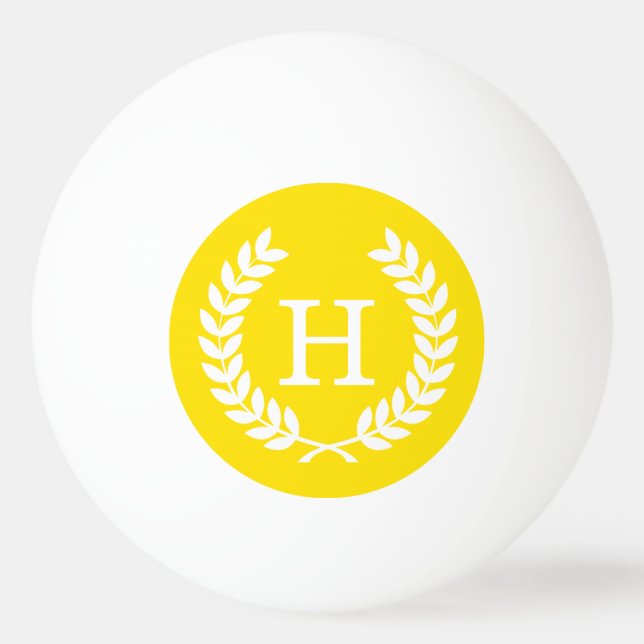 Initial Monogram för gul kran för vitvetelagrar Pingisboll (Framsidan)