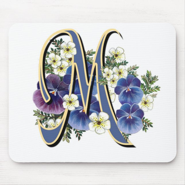 Initial Monogram för Handpainted Pansy - M Musmatta (Framsidan)