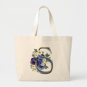 Initial Monogram för Handpainted Pansy - S Jumbo Tygkasse