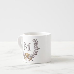 Initial Monogram för vintagekranpersonlig Espressomugg