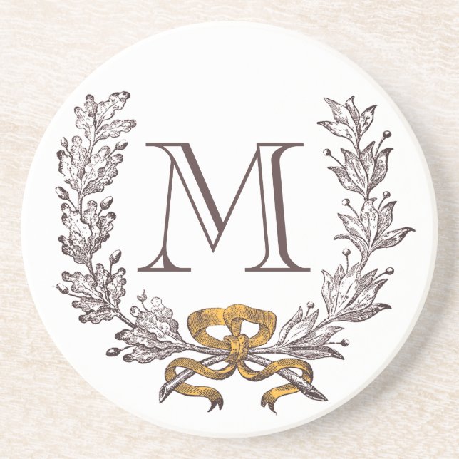 Initial Monogram för vintagekranpersonlig Underlägg (Framsidan)