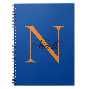 Initial Monogram Förhandsbeställd Egen Namn Djupbl Anteckningsbok