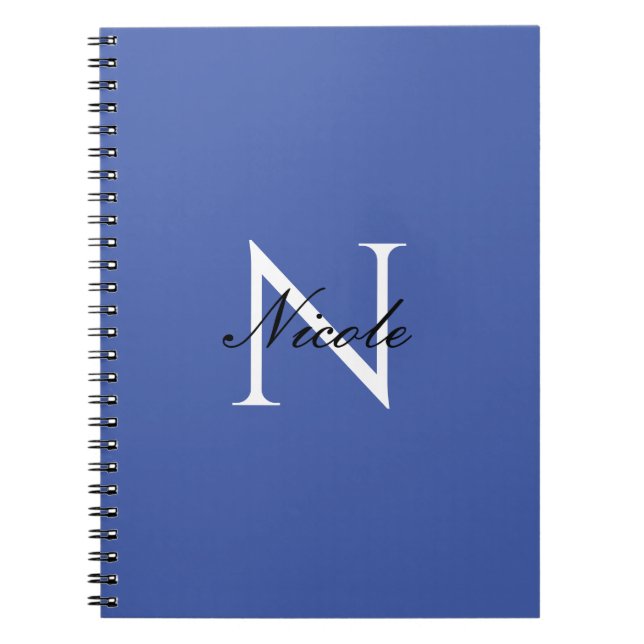 Initial Monogram Förnamn Egen Namn Blå Anteckningsbok (Framsidan)