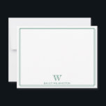 Initial Monogram Jägare Grön Modern Ram Anteckningskort<br><div class="desc">Denna design har en tunn dubbel ram med utrymme för ett monogram och namn/text längst ner. Klicka på knappen för anpassning om du vill justera designelementen och/eller ytterligare ändra texten! Variationer av denna design, ytterligare färger samt kompletterande produkter finns tillgängliga i vår butik, zazzle.com/store/doodlelulu. Kontakta oss om du vill ha...</div>