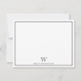 Initial Monogram Svart Dubbel Ram Professionell Anteckningskort