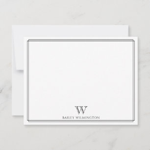 Initial Monogram Svart Dubbel Ram Professionell Anteckningskort