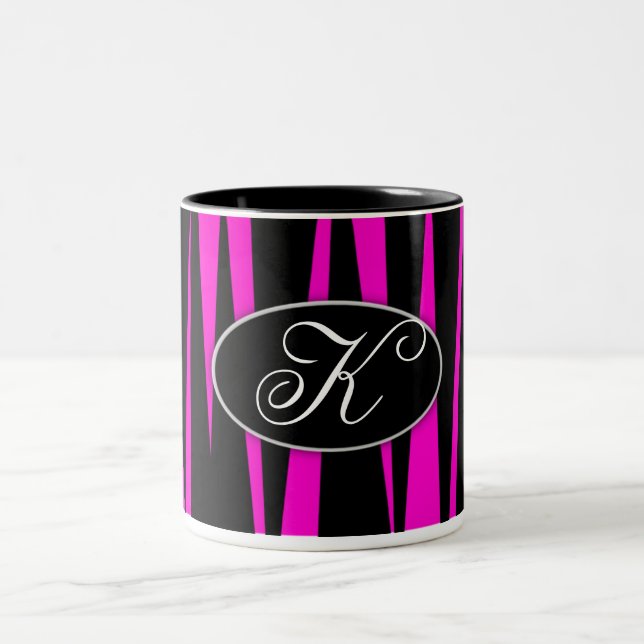 Initial Monogrammed kaffemugg för rosa sebra (Center)