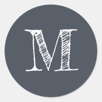 Initial Mörk blått etikett för Modern Script Monog