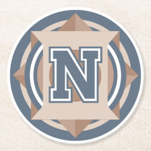 Initial "n-" Monogram för anpassningsbar Underlägg Papper Rund