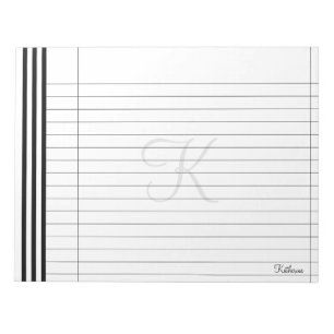 Initial & Namn Black/White Simple Rand Mönster Anteckningsblock