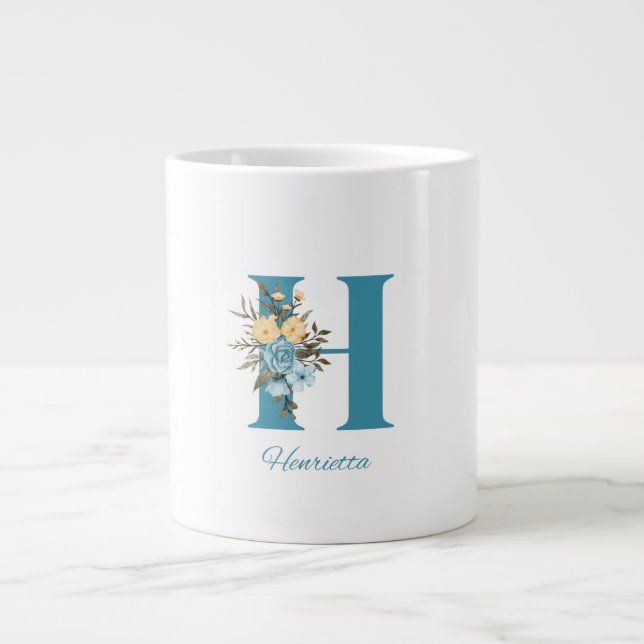 Initial Namn Mugg | Anpassad Bokstav Kaffe Mugg Jumbo Mugg (Framsidan)