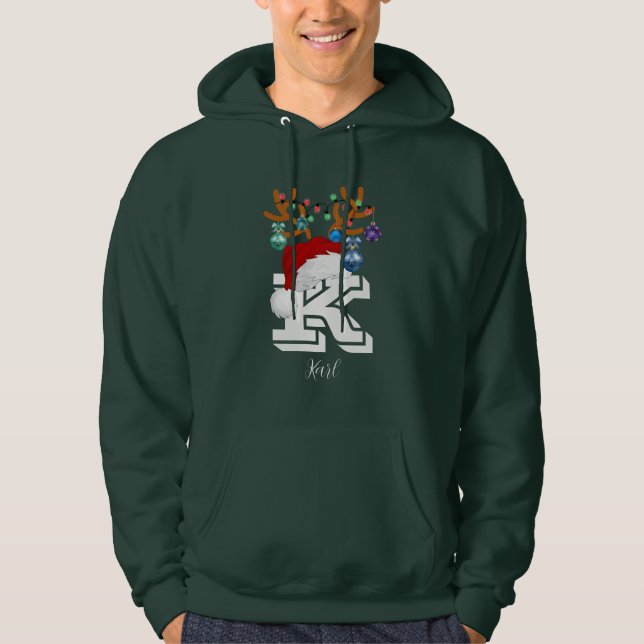 Initial Namnmatchande Julfamilj Hoodie (Framsida)