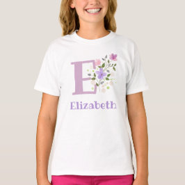 Initial och förnamn på attraktiv blommig design t shirt