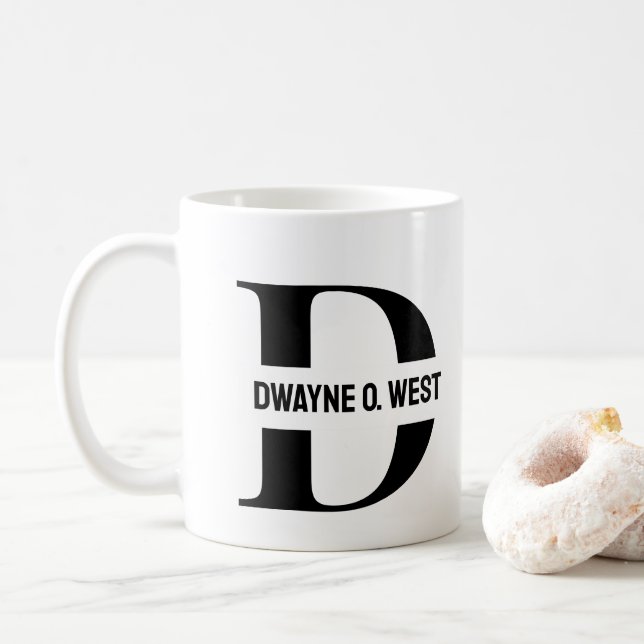 Initial och Namn Personlig Monogrammed Kaffemugg (Med munk)