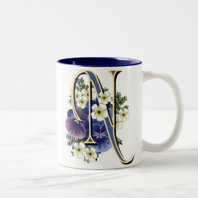 Initial Pansy - N Två-Tonad Mugg (Höger)