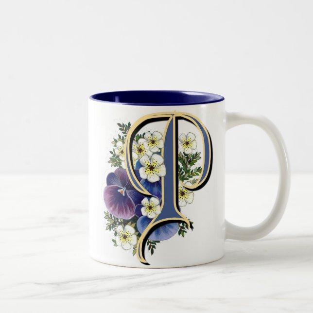 Initial Pansy - P Två-Tonad Mugg (Höger)