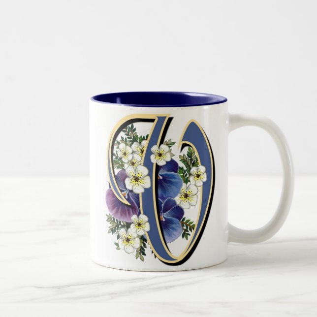 Initial Pansy - V Två-Tonad Mugg (Höger)