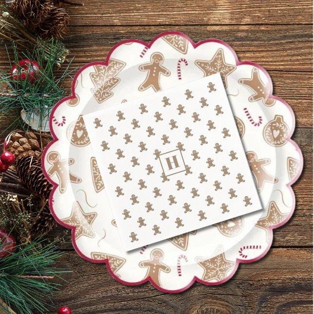 Initial, Pepparkaksgubbe Kakor Högtids Papper Pappersservett (Skapare uppladdad)