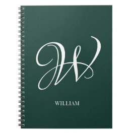 Initial Personlig Elegant Smaragd Monogram Anteckningsbok