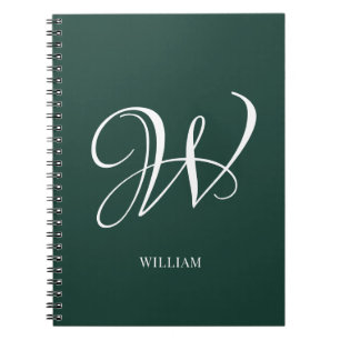 Initial Personlig Elegant Smaragd Monogram Anteckningsbok