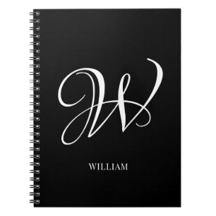 Initial Personlig Elegant Svart Monogram Anteckningsbok