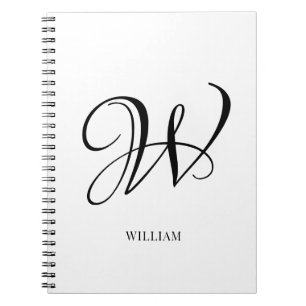 Initial Personlig Elegant Vit Monogram  Anteckningsbok
