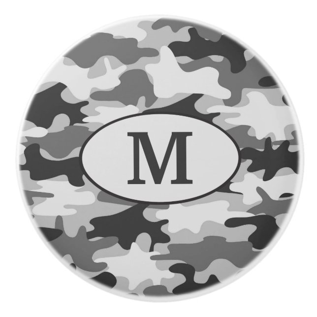 Initial personlig för grå Camo kamouflageMonogram Knopp (Framsidan)