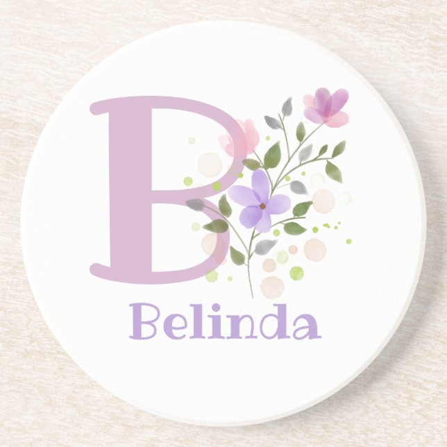 Initial Plus Namn & Blommor Design Underlägg (Framsidan)
