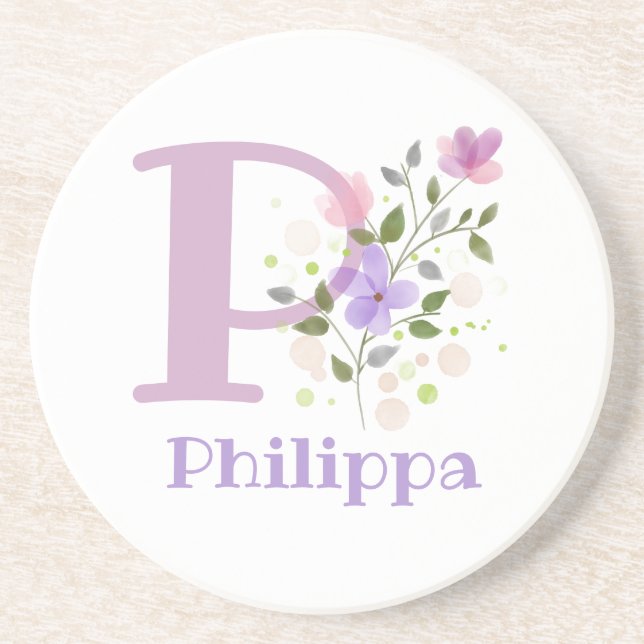Initial Plus Namn & Blommor Design Underlägg (Framsidan)
