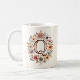 Initial Q Blomma boho blomster Mugg