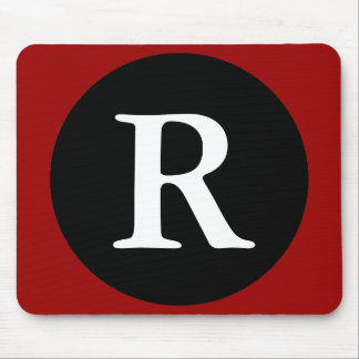 Initial R / Letter R Red Black & White Mousepad Musmatta