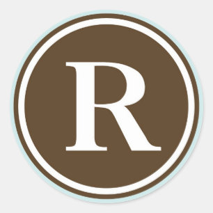 Initial R monogramcirkel, brev sälparti, fördel Runt Klistermärke