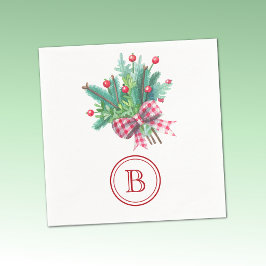 Initial, Red & Green Christmas Bouquet Party Paper Pappersservett