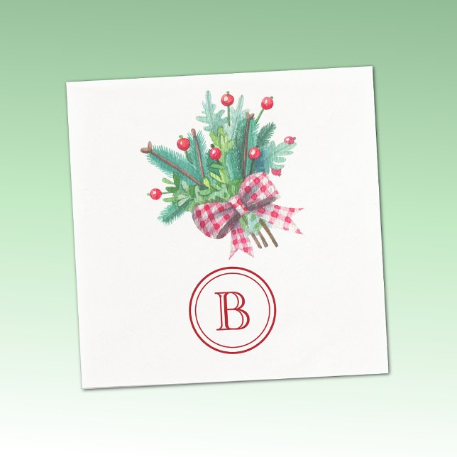 Initial, Red & Green Christmas Bouquet Party Paper Pappersservett (Skapare uppladdad)