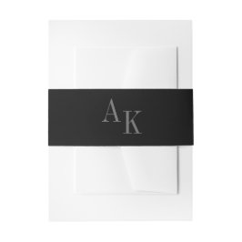 Initial Rustic Svart Elegant Bröllop Band För Inbjudningskort