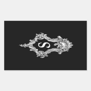 Initial s-Monogram Rektangulärt Klistermärke