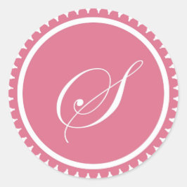 Initial S princess rosa monogram sälfest favör Runt Klistermärke