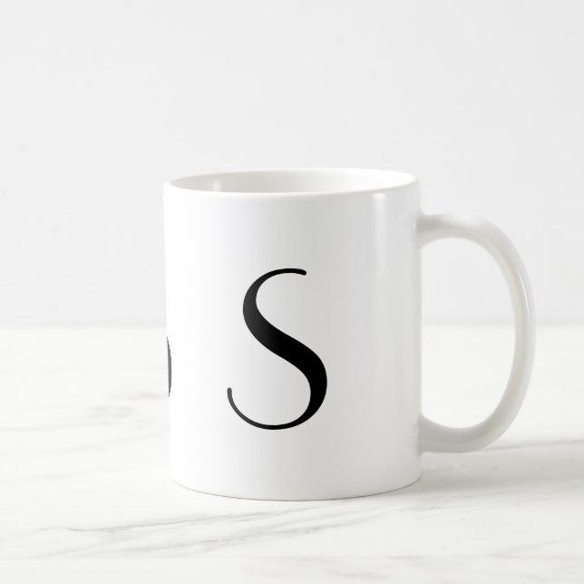Initial S svart för Monogram & modern kaffemugg (Höger)