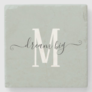 Initial Sage för inspirationell Dream Big Monogram Stenunderlägg
